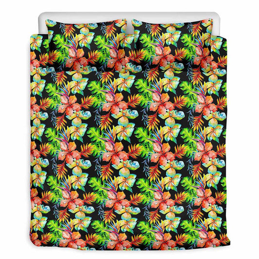 Tropical Hawaii Flowers Pattern Print Duvet Cover Bedding Set