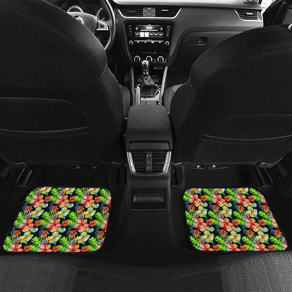 Tropical Hawaii Flowers Pattern Print Front and Back Car Floor Mats