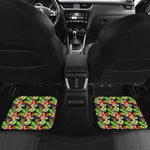 Tropical Hawaii Flowers Pattern Print Front and Back Car Floor Mats