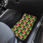 Tropical Hawaii Flowers Pattern Print Front and Back Car Floor Mats