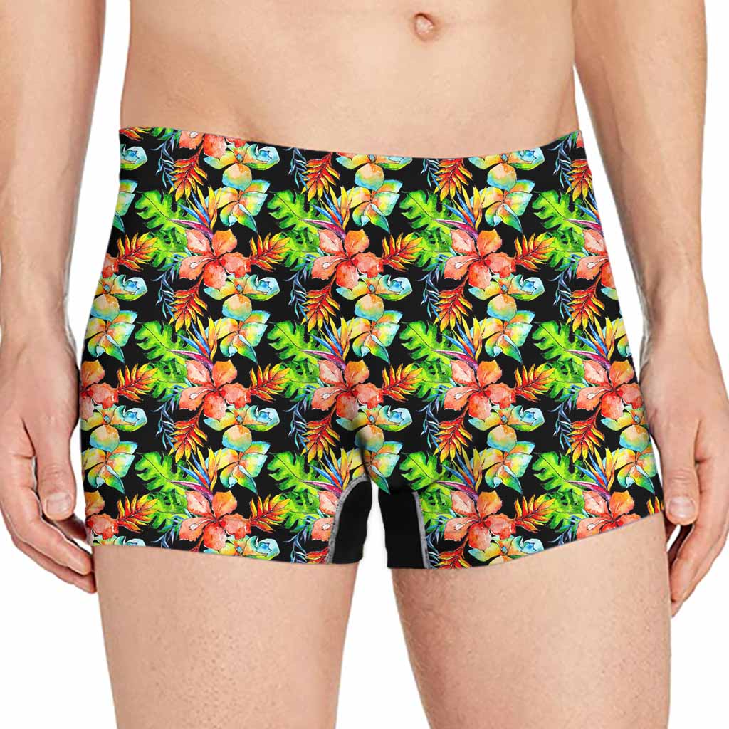 Tropical Hawaii Flowers Pattern Print Men's Boxer Briefs