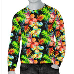 Tropical Hawaii Flowers Pattern Print Men's Crewneck Sweatshirt GearFrost