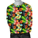 Tropical Hawaii Flowers Pattern Print Men's Crewneck Sweatshirt GearFrost