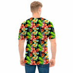 Tropical Hawaii Flowers Pattern Print Men's T-Shirt