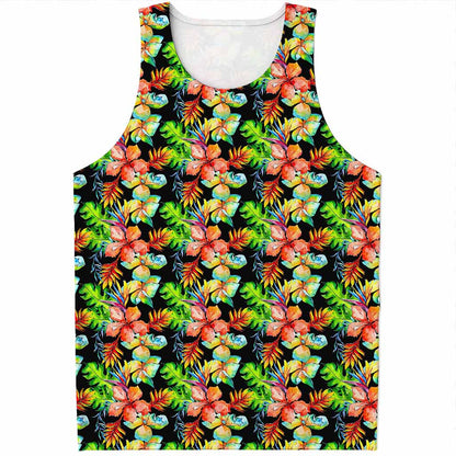 Tropical Hawaii Flowers Pattern Print Men's Tank Top