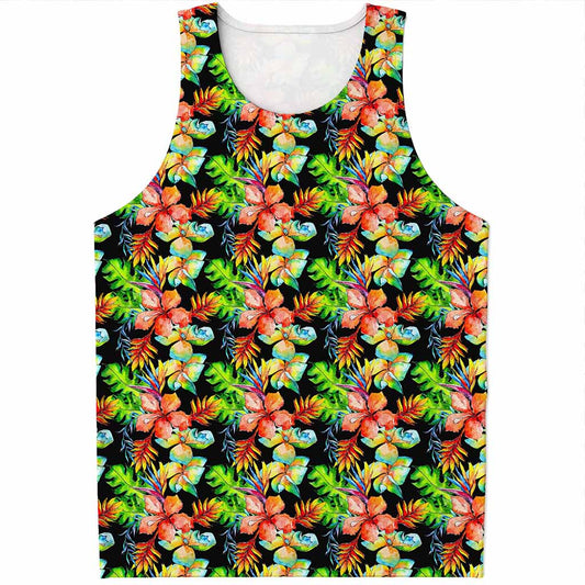 Tropical Hawaii Flowers Pattern Print Men's Tank Top
