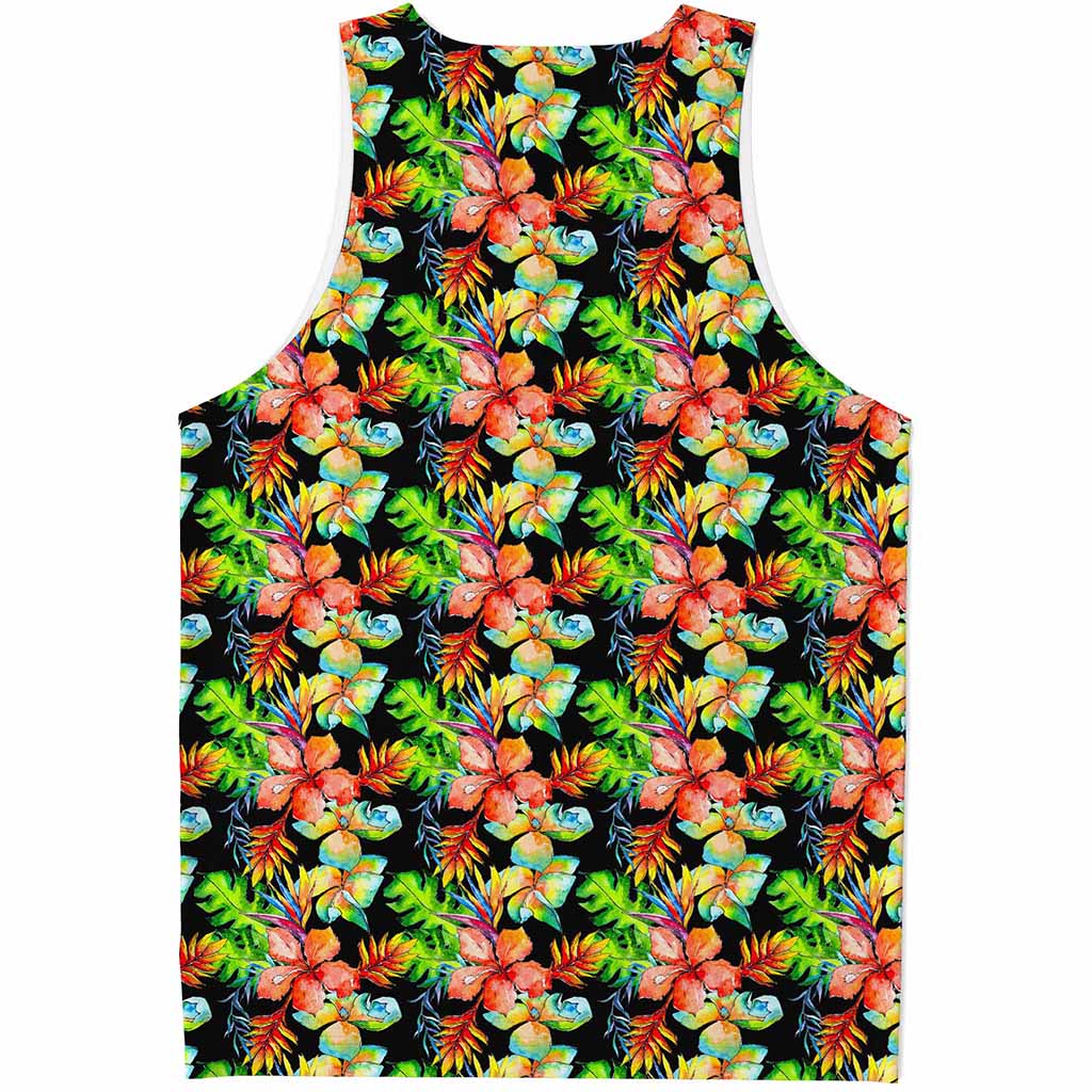 Tropical Hawaii Flowers Pattern Print Men's Tank Top