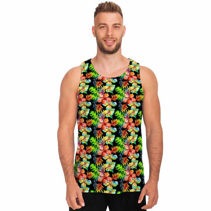 Tropical Hawaii Flowers Pattern Print Men's Tank Top