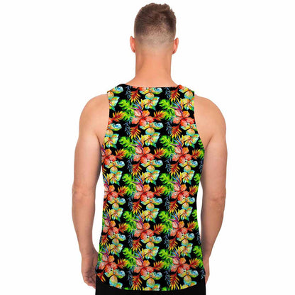 Tropical Hawaii Flowers Pattern Print Men's Tank Top