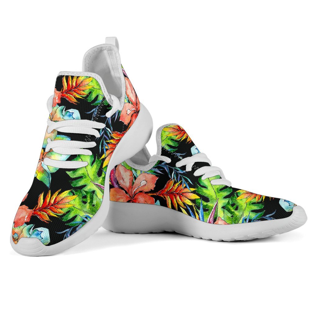 Tropical Hawaii Flowers Pattern Print Mesh Knit Shoes GearFrost