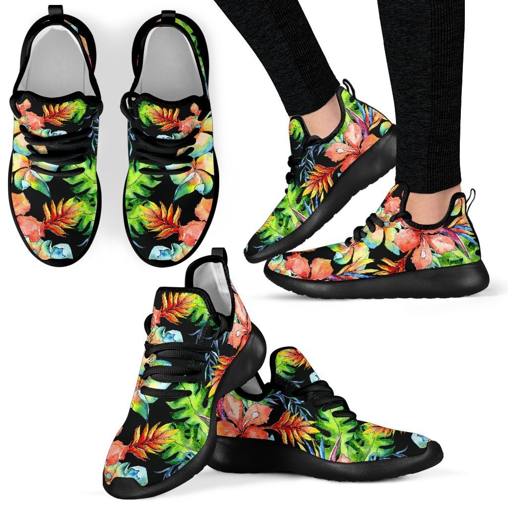 Tropical Hawaii Flowers Pattern Print Mesh Knit Shoes GearFrost