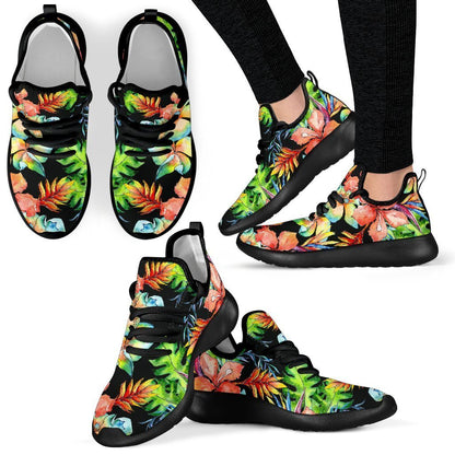 Tropical Hawaii Flowers Pattern Print Mesh Knit Shoes GearFrost
