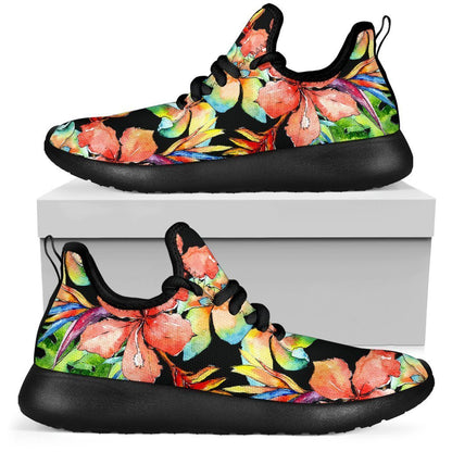 Tropical Hawaii Flowers Pattern Print Mesh Knit Shoes GearFrost