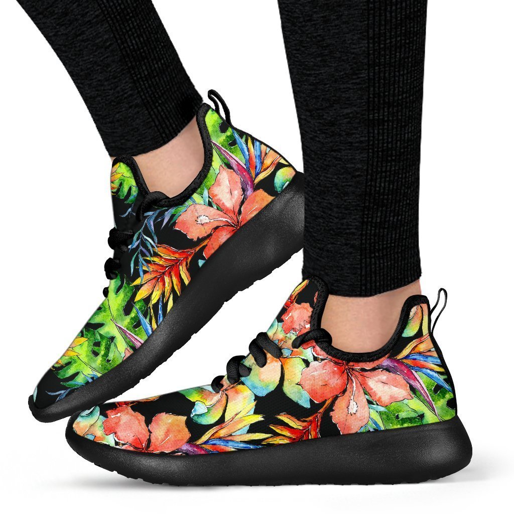 Tropical Hawaii Flowers Pattern Print Mesh Knit Shoes GearFrost