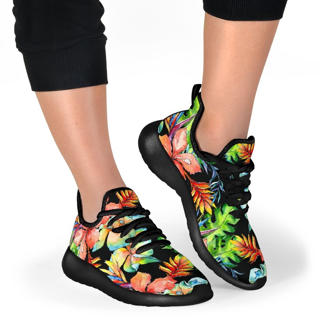 Tropical Hawaii Flowers Pattern Print Mesh Knit Shoes GearFrost