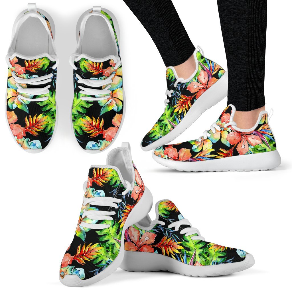 Tropical Hawaii Flowers Pattern Print Mesh Knit Shoes GearFrost