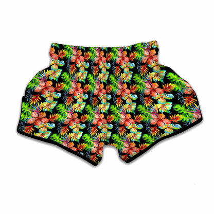 Tropical Hawaii Flowers Pattern Print Muay Thai Boxing Shorts