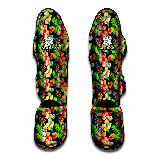 Tropical Hawaii Flowers Pattern Print Muay Thai Shin Guard