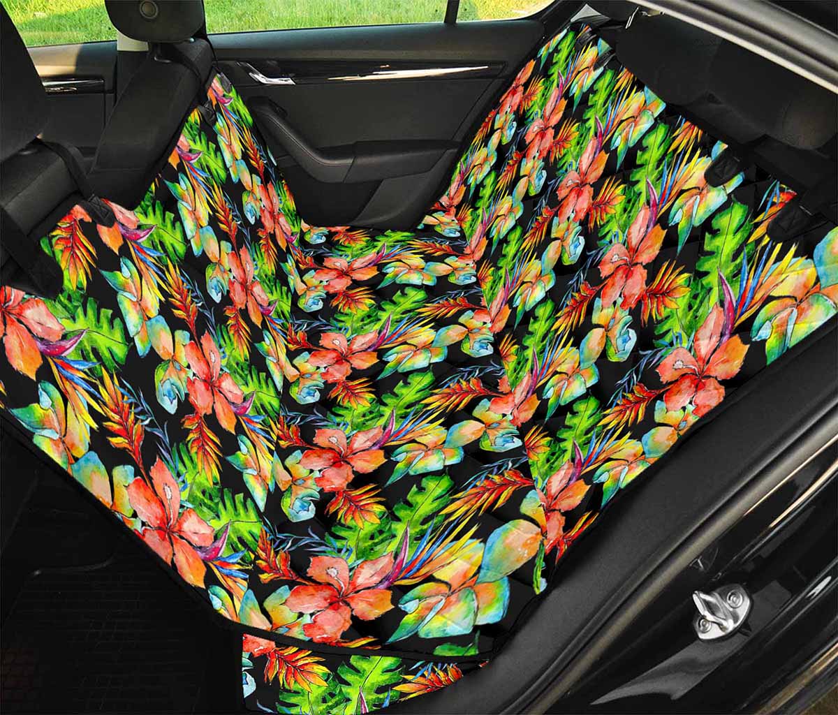 Tropical Hawaii Flowers Pattern Print Pet Car Back Seat Cover
