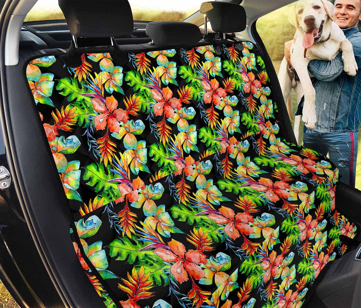 Tropical Hawaii Flowers Pattern Print Pet Car Back Seat Cover