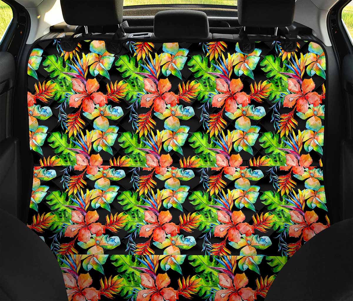 Tropical Hawaii Flowers Pattern Print Pet Car Back Seat Cover