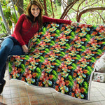 Tropical Hawaii Flowers Pattern Print Quilt