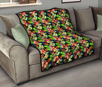 Tropical Hawaii Flowers Pattern Print Quilt