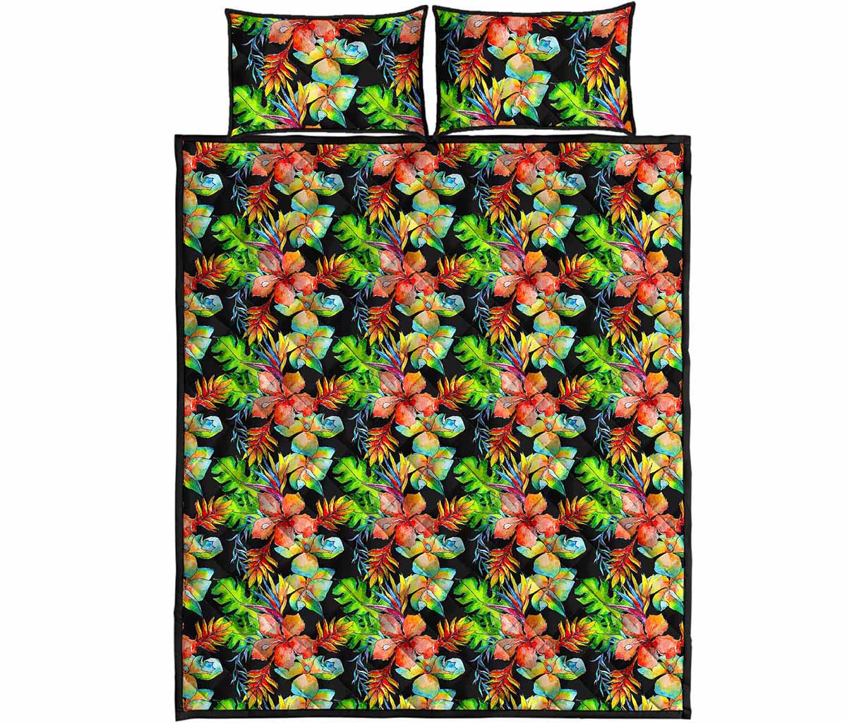 Tropical Hawaii Flowers Pattern Print Quilt Bed Set