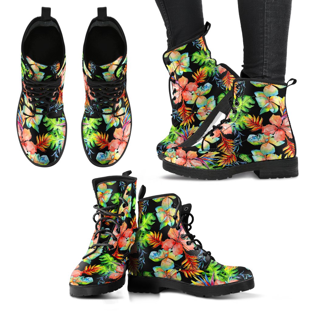 Tropical Hawaii Flowers Pattern Print Women's Boots GearFrost