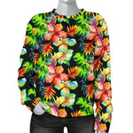 Tropical Hawaii Flowers Pattern Print Women's Crewneck Sweatshirt GearFrost