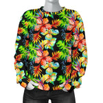 Tropical Hawaii Flowers Pattern Print Women's Crewneck Sweatshirt GearFrost