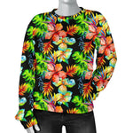 Tropical Hawaii Flowers Pattern Print Women's Crewneck Sweatshirt GearFrost