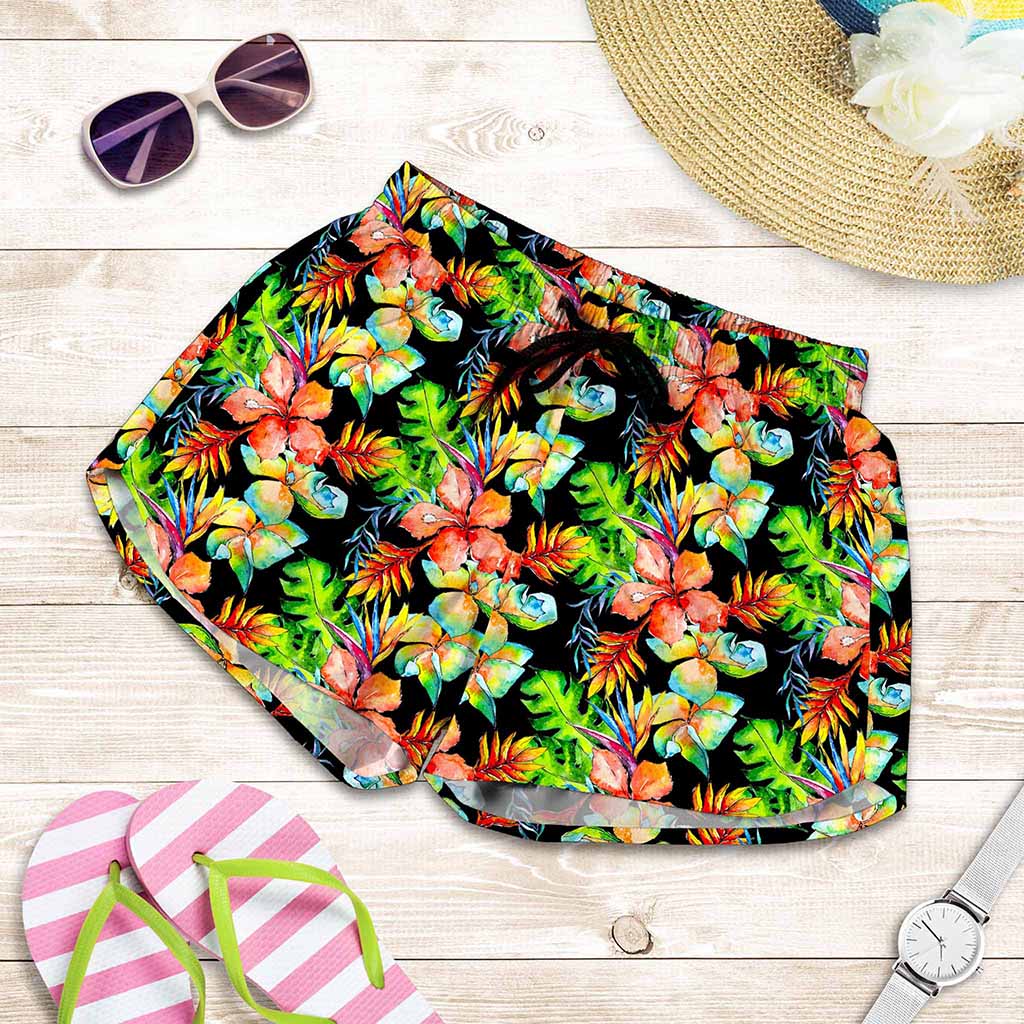 Tropical Hawaii Flowers Pattern Print Women's Shorts