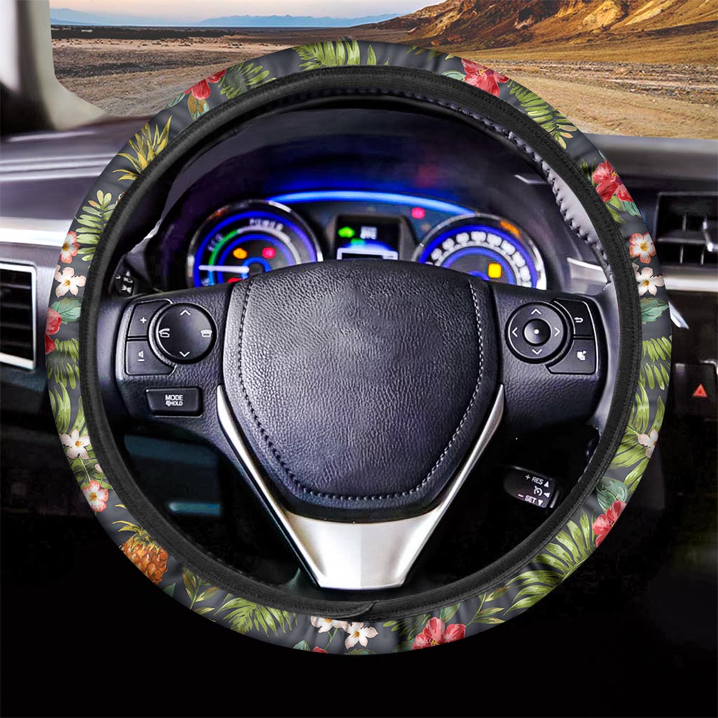 Tropical Hawaii Pineapple Pattern Print Car Steering Wheel Cover