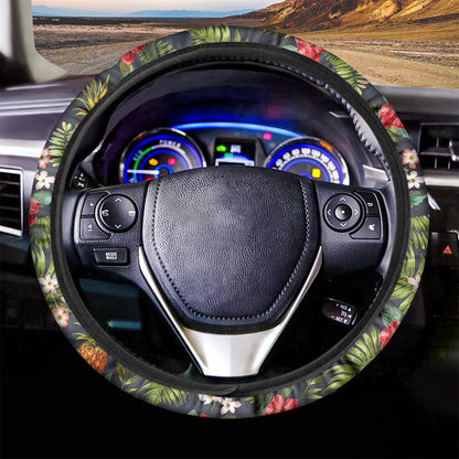 Tropical Hawaii Pineapple Pattern Print Car Steering Wheel Cover