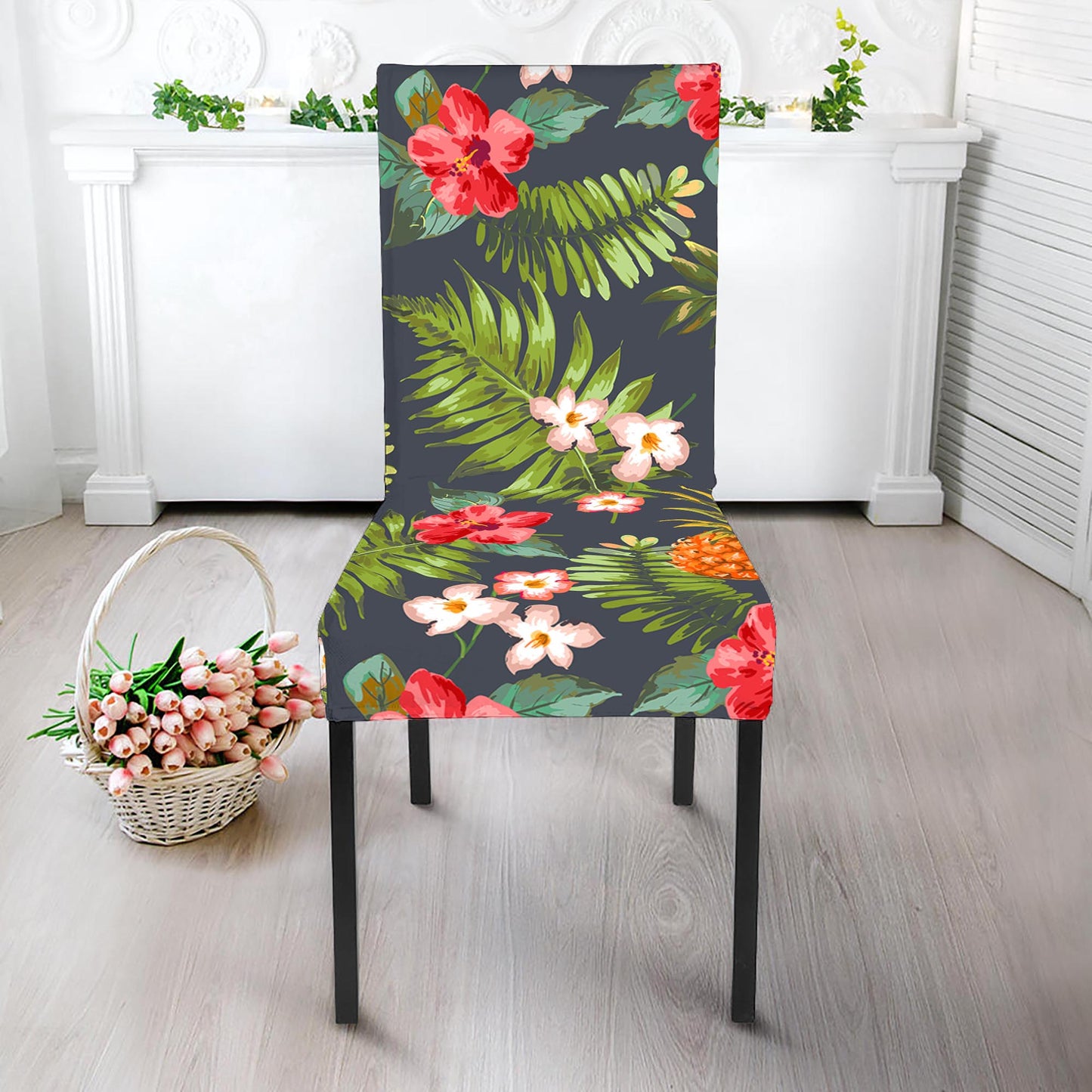 Tropical Hawaii Pineapple Pattern Print Dining Chair Slipcover