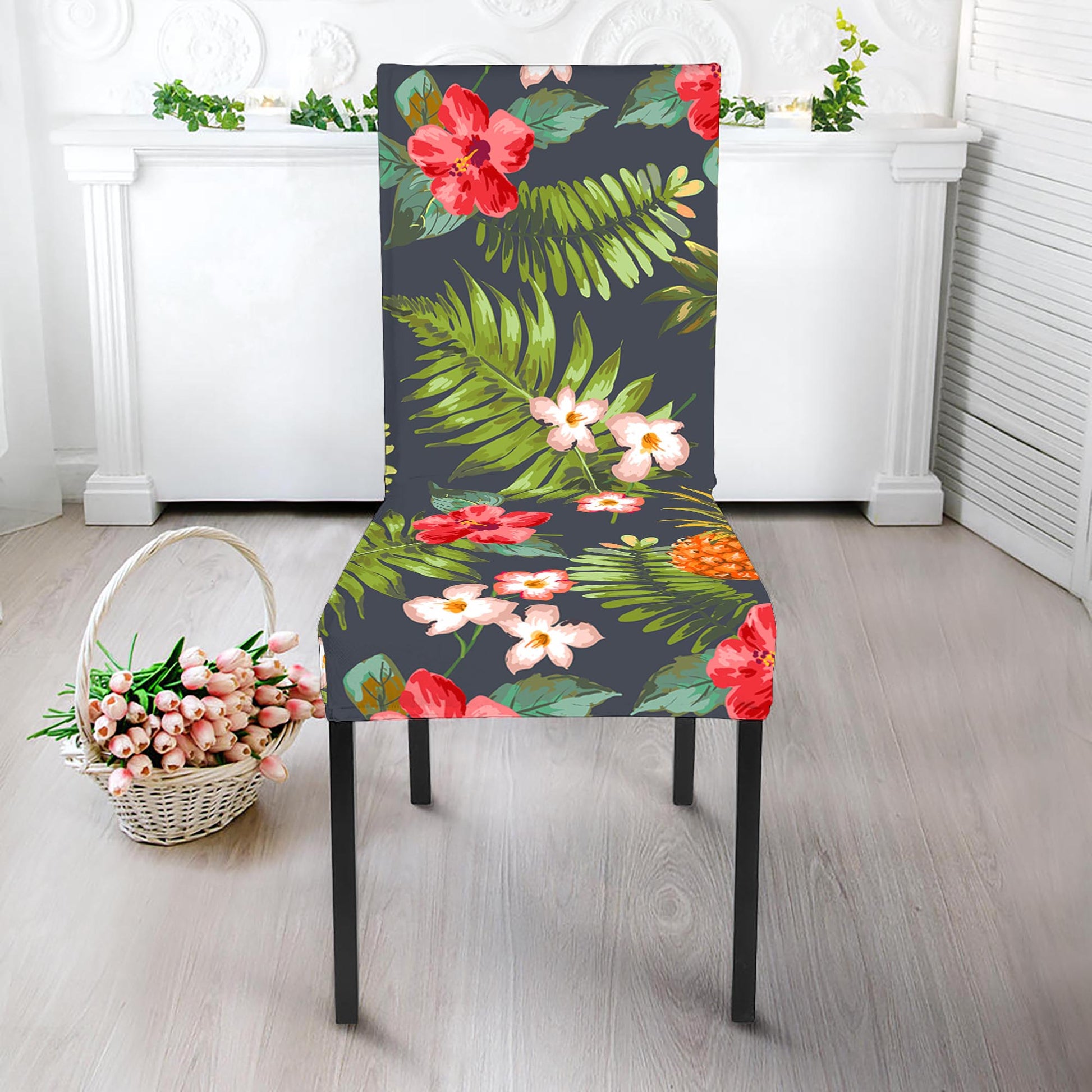 Tropical Hawaii Pineapple Pattern Print Dining Chair Slipcover