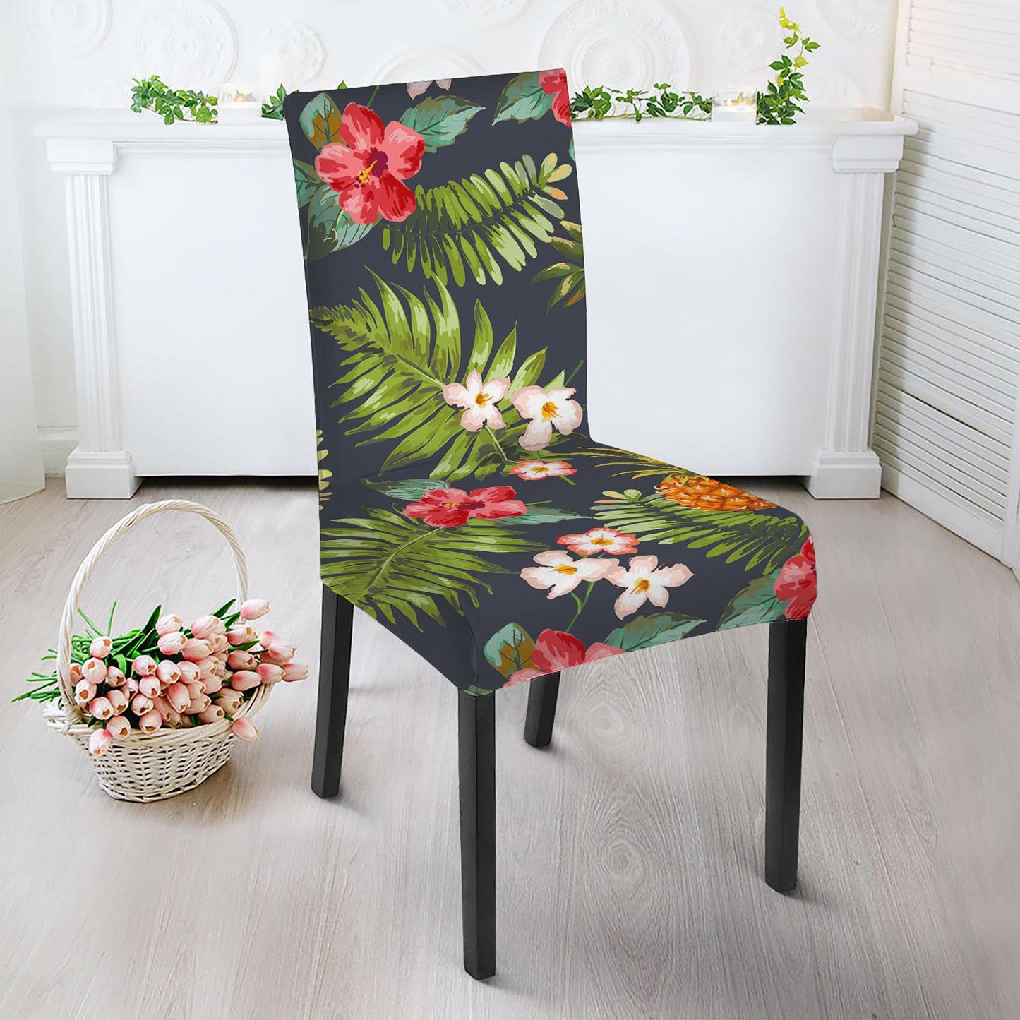 Tropical Hawaii Pineapple Pattern Print Dining Chair Slipcover