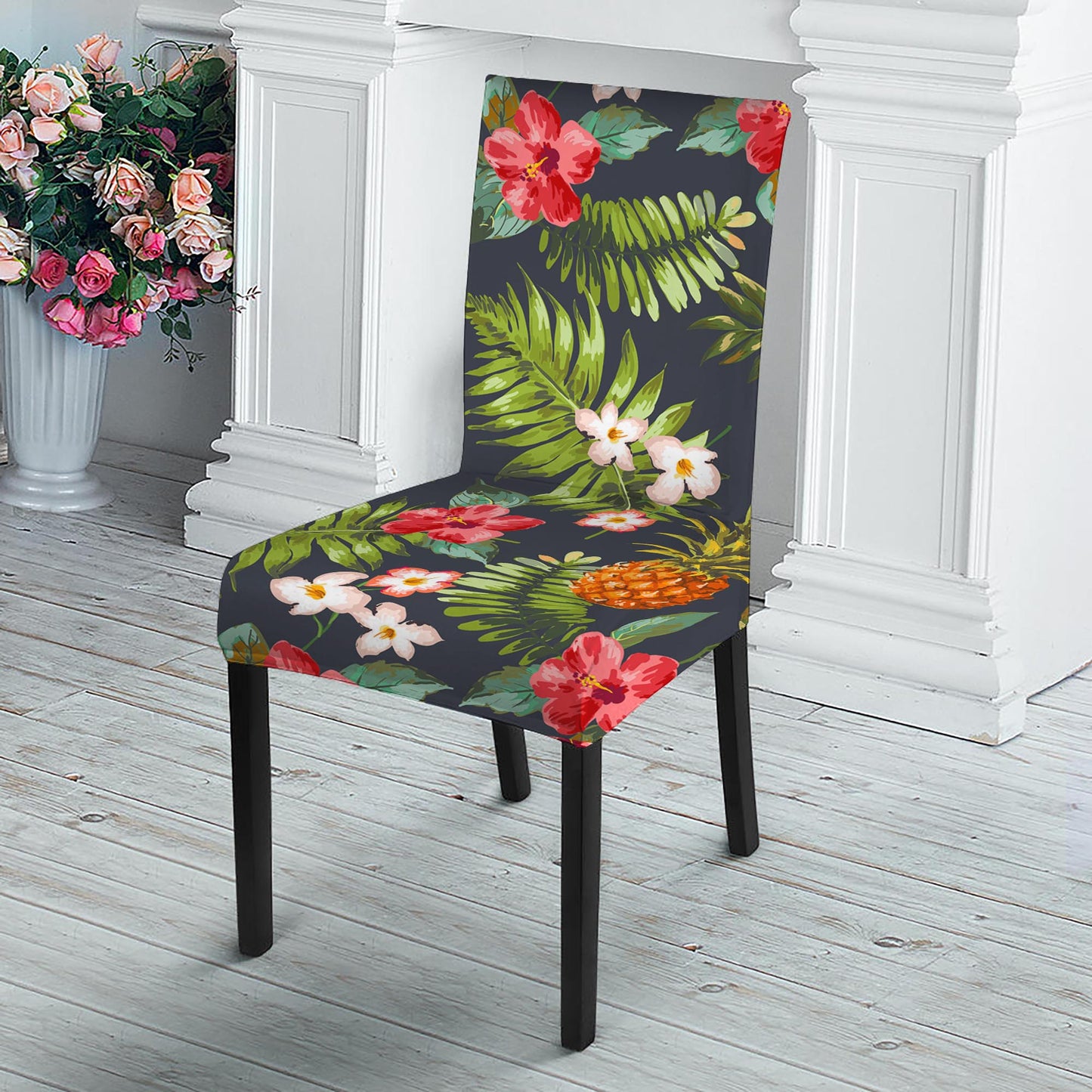 Tropical Hawaii Pineapple Pattern Print Dining Chair Slipcover