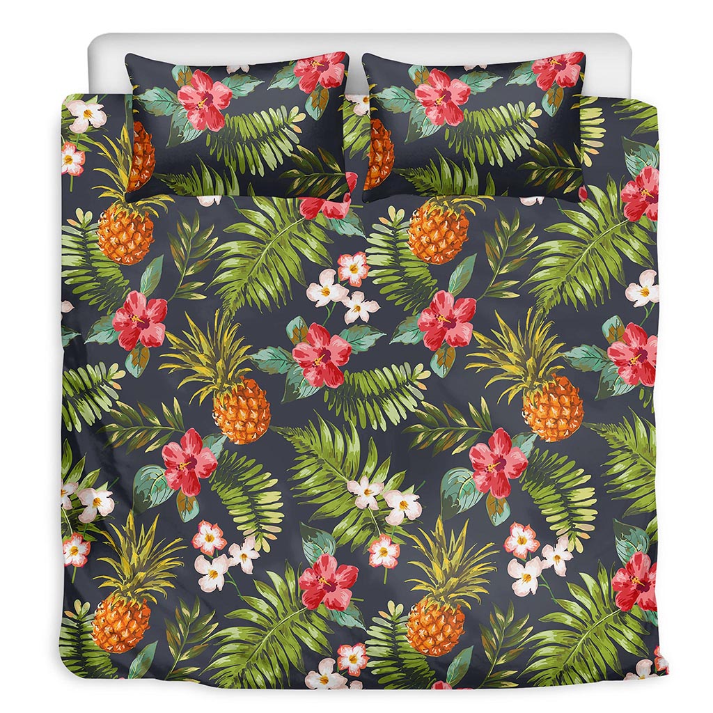 Tropical Hawaii Pineapple Pattern Print Duvet Cover Bedding Set