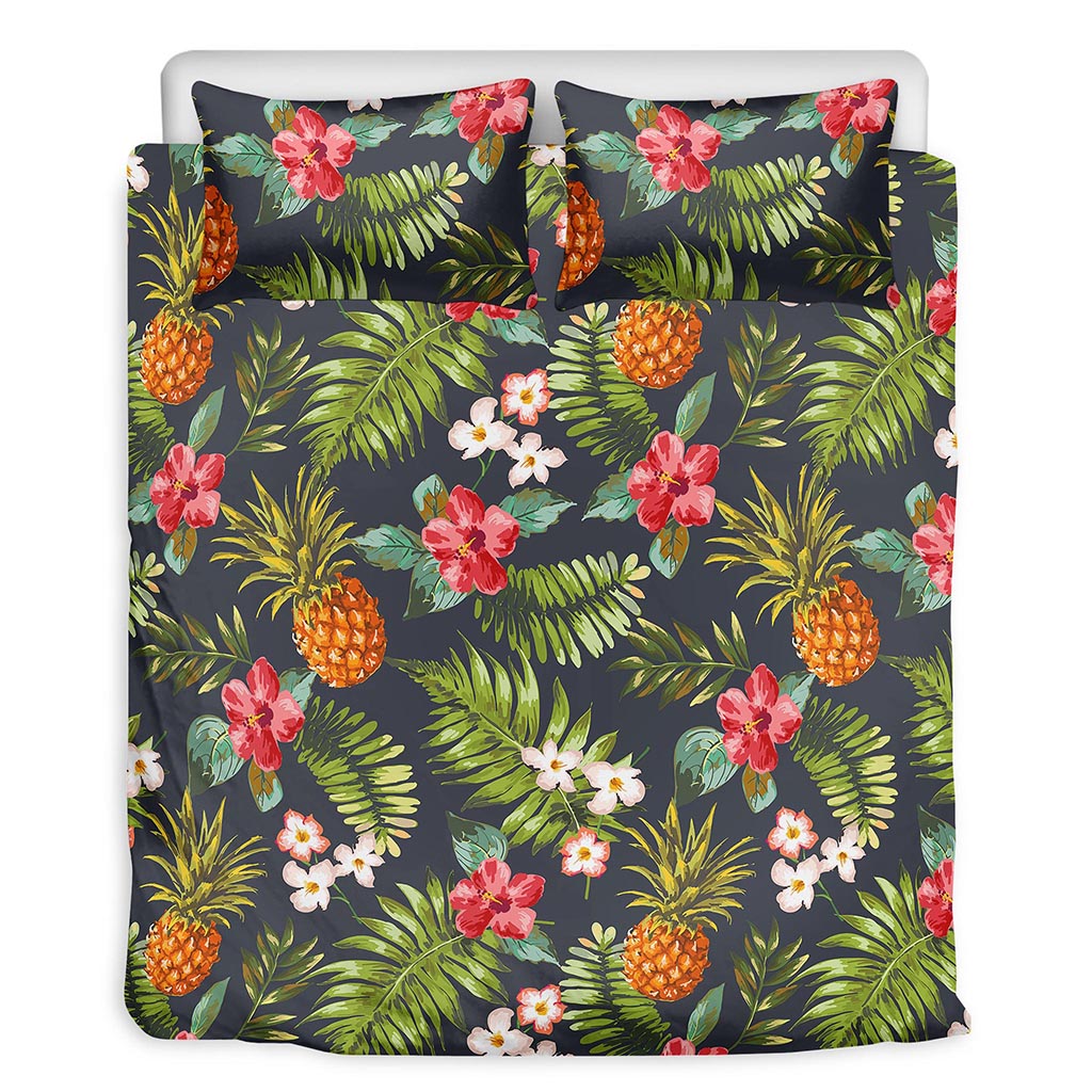 Tropical Hawaii Pineapple Pattern Print Duvet Cover Bedding Set