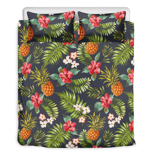 Tropical Hawaii Pineapple Pattern Print Duvet Cover Bedding Set