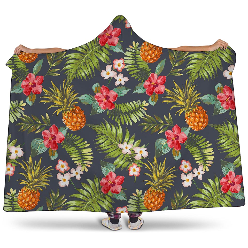 Tropical Hawaii Pineapple Pattern Print Hooded Blanket