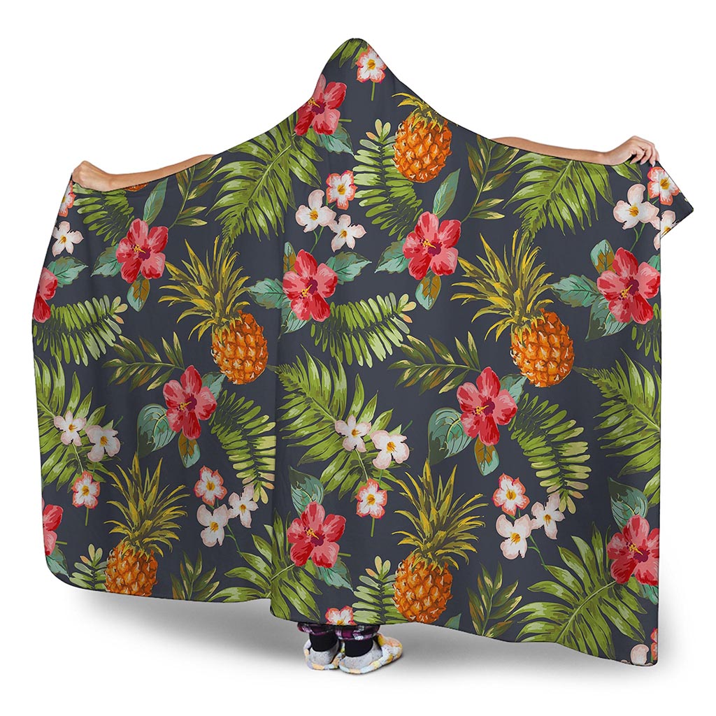 Tropical Hawaii Pineapple Pattern Print Hooded Blanket