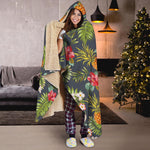 Tropical Hawaii Pineapple Pattern Print Hooded Blanket