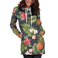 Tropical Hawaii Pineapple Pattern Print Pullover Hoodie Dress
