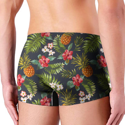 Tropical Hawaii Pineapple Pattern Print Men's Boxer Briefs