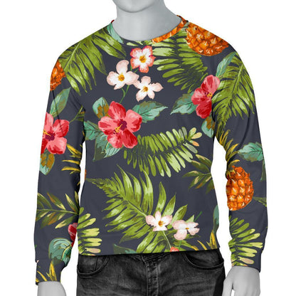 Tropical Hawaii Pineapple Pattern Print Men's Crewneck Sweatshirt GearFrost