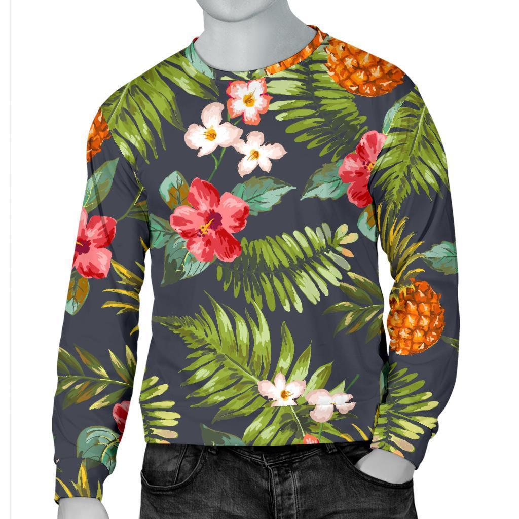 Tropical Hawaii Pineapple Pattern Print Men's Crewneck Sweatshirt GearFrost