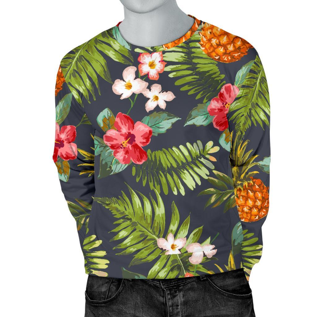 Tropical Hawaii Pineapple Pattern Print Men's Crewneck Sweatshirt GearFrost